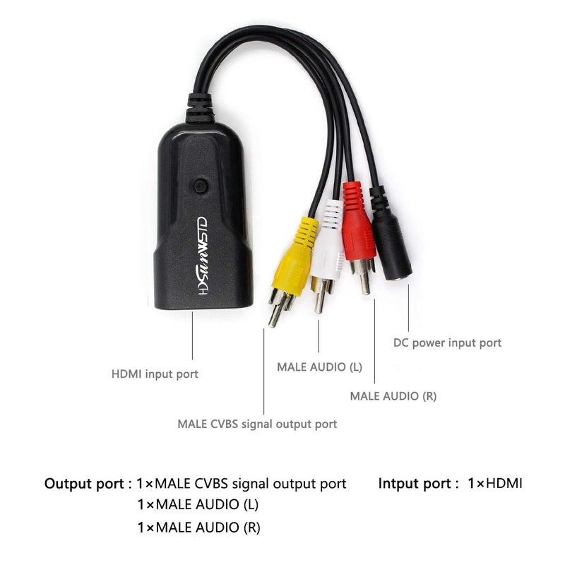 HDSUNWSTD HDMI to AV Adapter Mini HD Video Converter Box HDMI to RCA AV/CVSB L/R Video 1080P HDMI2AV Support NTSC PAL Output - Image 4